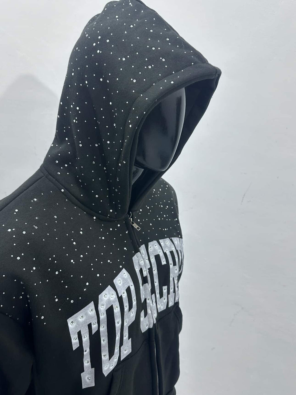 top secret rhinestone, zipper jacket